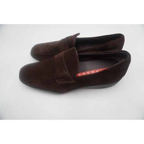 PRADA Men\'s Brown Suede Quiet Luxury Penny Slip on Moccasin Italian Loafer Sz 37 main image 9